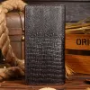 Wallets High Quality Genuine Leather Purse Crocodile Grain Male Clutch Money Bag Card Holder Pack Men Oil Wax Cowhide Long/Short Wallet