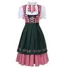 Vêtements ethniques Femmes Oktoberfest Costume Bavarian National Plaid Dirndl Robe avec tablier