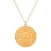 Chinese Style Aztec Gold Coin Chain Men's Skull Necklace Pendant
