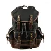 Rucksack große Kapazität Leder -Leinwand -Rucksäcke für Männer School -Taschen Vintage wasserdichte Daypack hochwertige Laptop -Tasche