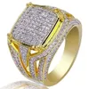 Hip Hop dominujący mikro zestaw pełny diament w kolorze męskim Business OL Symulacja pierścień