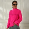 Kvinnors tröjor Stora kvinnors lysrör långärmade vridning Knit Löst halv hals Pullover Kvinnors tröja Fashion T -shirt toppar