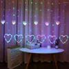 Strings Waterproof Heart-Shaped LED Curtain String Lights 8 Flashing Modes - Perfect For Valentine's Day Wedding Christmas