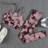 Chrleisure Yoga Set Femmes Souple sans cravate Dye Fashion Push Up Bra Printing Aesthetic Fitness Gym High Taist Female Pants 240415