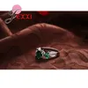 Pierścienie klastra Hurtowa moda Znakomita szmaragdowa CZ Crystal 925 Srebrny pierścień dla kobiet imprezę z zielonym palcem biżuterii
