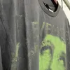 Heren t-shirts co-merkstijl heilige Michael los portret vintage t-shirt hoogwaardige print washad cilindrische korte slev strtwear t240419