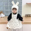 Ensembles de vêtements pour bébés filles d'hiver plus en velours épais chaud anniversaire 2pc costumes imprimés robes de bas de chute