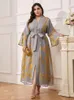 Etnik Kıyafet Dubai Moda Çiçek Nakış Abaya Şık ve Zarif Kadın Gece Elbise Uzun Kollu Kely V-Yok Casual Robe 2024