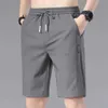 Mäns shorts 2022 Summer Mens Sports Shorts Solid Color Straight Mönster Löst typ Elastisk midja Drawstring Casual Shorts Jogging Pants 240419 240419