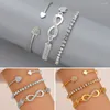 Link Bracelets Retro Bracelet Rhinestone Cuff Set para mulheres Lucky Stack Pack com namoradas ajustáveis