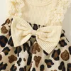 Baby Girl 2st Summer Outfits Sleeveless Leopard Print Romper Dress med pannbandsset 240408