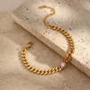 Ketting kleurrijke rechthoek zirkoon roestvrij staal 18K vergulde Cubaanse kettingarmband voor vrouwen cz armband trendy klassieke sieraden d240419