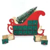 Christmas Decorations Tree House Sleigh Wooden Advent Calendar Countdown Party Decor 24 Drawers With LED Light Ornament