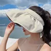 Summer Shell Sunshade Hats Women Outdoor Beach Hats Soft Foldable Wide Brim Bucket Caps UV Protection Dual Use Hair Hoop Sun Hat 240419