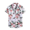 Men's Casual Shirts Fashionable Tropical Botanical Print Tops Women's Short Sleeve Button-Down Shirt