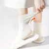 Chaussettes de femmes 2 paires de glace de glace d'été mince coulante solide de couleur unie décontractée japonaise femelle féminine longue chaussette lâche pour filles