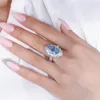 Cluster anneaux marquise bleu couleurs diamant 925 sterling eternity ring fan bande de mariage bijoux de bijoux pour elle