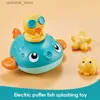 Sand Play Water Fun Baby Bath Toys For Kids Spray Water Dusch Swim Pool Bathing Toys Spinning Boat med Toy Globefish Bathtub Toys For Toddlers L416