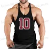 Herr t-shirts varumärke gymkläder bomulls singlets nr.10 24 bodybuilding stringer tank top män skjorta muskel killar slanglöst väst tankop t240419