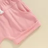 Vêtements ensembles d'été décontracté pour les filles pour les filles garçons vêtements enfants tenue de couleur solide t-shirts à manches courtes courts métrages 2pcs