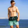 Pantaloncini da uomo Gli uomini estivi traspiranti leggeri attivi attivi spiaggia elegante con colore a contrasto gradiente per casual