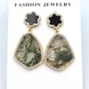 Серьги 1PAIR STEAD Серьера CZ Paved Moss Agate Gem Stone Gold Gometric Geometric Hearging earrigns Женщины свадебные украшения свадебные украшения