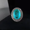 Biżuteria Vintage Pierścień naśladuje Emerald Paraiba Kolor Temperament Pierścień