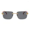 Sunglasses Rectangle Shape Rimless Cut Edge Designer High Quality Anti-glare Men Sun Glass Driving Hiking Female Sunglass