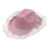 Headpieces Cowboy Hat Cowgirl With Feathered Trim Party Costume Accessory For Women