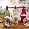 Décorations de Noël Ensemble de bouteille de ventre Sac en lin de champagne décoration de table de champagne