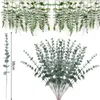 Decoratieve bloemen 24 -stks kunstmatige eucalyptus bladeren nep planten bruiloft huizen tuin decoratie pottenbloem arrangement