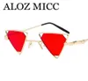 Aloz micc en yeni 2018 moda üçgen güneş gözlüğü kadın erkekler vintage metal küçük çerçeve güneş gözlükleri kadın tonları UV400 A4787363925
