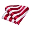 Red White Striped Mens Neckties Luxury 8.5cm Wide Silk Wedding Tie Pocket Square Cufflinks Set Brooch Gift For Men Hi-Tie 240323