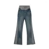 Dżinsy damskie Komiyama Vintage Hit Color High Talle Flare Pantalones Mujer Contrast Denim Pants Autumn 2024 Cobies Clothing