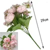 Decorative Flowers Artificial Small Silk Rose Bouquet Hydrangea Peony Pink Fake Flower Home Wedding Decoration Accessories Office Decor