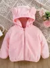 Girls' Autumn/winter Hoodie Coat Pink Cute Little Bear Ears Double Sided Flannel Winter Warm Children's Top