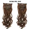 human curly wigs Seven piece set fake hair chemical fiber wig clip 17 card curly hair curtain wave hair extensions 7 piece set