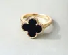 Designer's Classic Engagement Fashion Mother Shell Clover Hoge kwaliteit Gold Golde niet -vervagende ring Gift sieraden