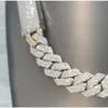 Gioielli ghiacciati 925 Sterling Silver Baguette Class Hip Hop 20mm Moissanite Cuban Link Chain