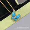 Senior Designer Originele V Gold High Version Vancefe Butterfly Ring voor dames nieuwe blauwe email Set met diamanten lichte luxe open asymmetrische ring