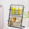 Kitchen Storage Iron Shelf Rack For Seasoning Organizer Fruits Holder Double Layer Basket Bathroom