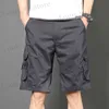 Heren shorts Black Long Mens Cargo Shorts Grn over K HALM MANNELIJKE BERMUDA Korte broek Directeerde brede voorzake voorzake elastische taille Homme Y2K T240419