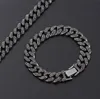 13mm Hip Hop Miami Curb Cuban Chain Bracelets Black Iced Out Rhinestones Bracelet Male CZ Bling DJ Rapper Men Jewelry Whole Ch4917068