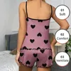 Kvinnors sömn lounge kvinnor pajamas sömnkläder pyjama set camisole shorts rosa s m l hjärttryck scoop hals cami topp is siden bekväm avslappnad sommar d240419