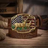 Bälten Western Cowboy Pu Leather Belt - Män midja rems tjurdekoration blommig graverad för jeans