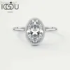 Pierścień Solitaire Iogou Oryginalny srebrny 925 Solitaire Oval Cut 5a Cubic Zirconia Lab Diamond Ring Ring Ring Pierścień Wedding Bejdia Nowa modna Trendy D240419