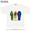 Men T-shirt coton surdimensionné d'été imprimé ycoa graphique graphique harajuku hip hop