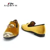 Casual Shoes XQWFH 2024 Gold Velvet And Toe Men Loafers Fashion Party Wedding Dress Men's Flats Sneakers