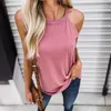 Réservoirs pour femmes Arrivées Tempérament Vêtements d'été Solid Couleur Round Couc Halter Sans manches Cold Top Vest T-shirt Sexy