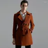 Heren Trench Coats 2024 Autumn Winter Lange stijl Mannelijke jassen Luxe Double Breasted Classics Mens Slim Man met riem plus maat 6xl